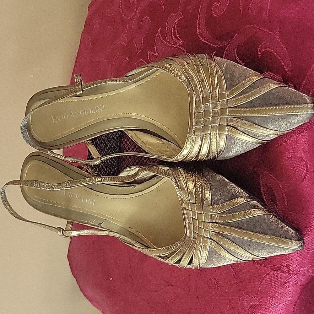 Enzo Angiolini Gold Strappy Heels